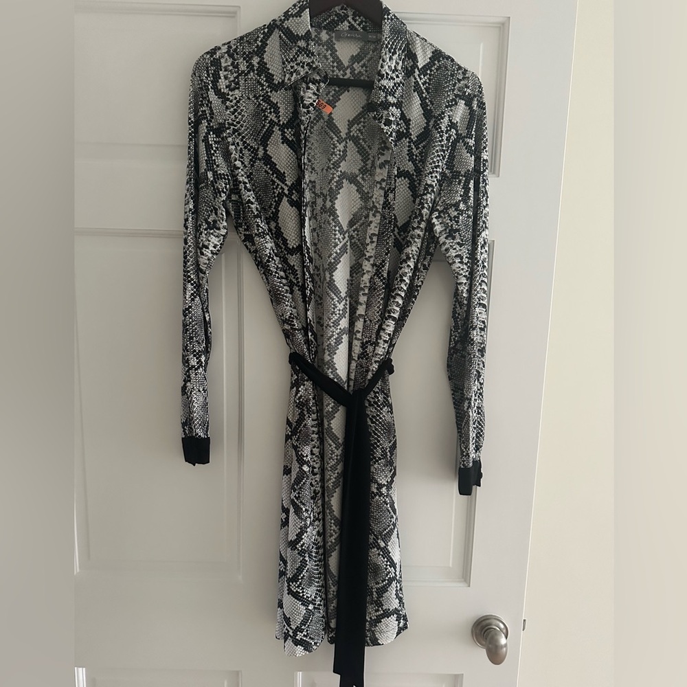 Geisha Snakeskin patterned Belted Shirt Dress – Size M/38. EUC. Unique. Bold😎